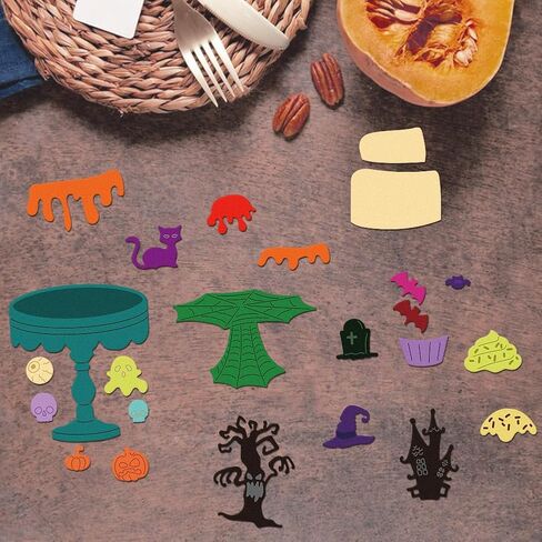 Halloween Cake Die Cuts for Card Making, Halloween Style Cutting Dies Carbon Steel Die Cuts Embossing Template Dies Stencils Scrapbooking for Halloween Craft Birthday Gift Decor Photo Album in Kuwait