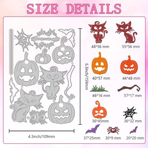 Halloween Cake Die Cuts for Card Making, Halloween Style Cutting Dies Carbon Steel Die Cuts Embossing Template Dies Stencils Scrapbooking for Halloween Craft Birthday Gift Decor Photo Album in Kuwait