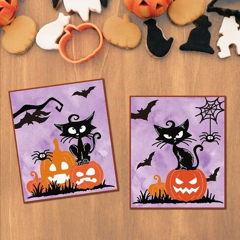 Halloween Cake Die Cuts for Card Making, Halloween Style Cutting Dies Carbon Steel Die Cuts Embossing Template Dies Stencils Scrapbooking for Halloween Craft Birthday Gift Decor Photo Album in Kuwait