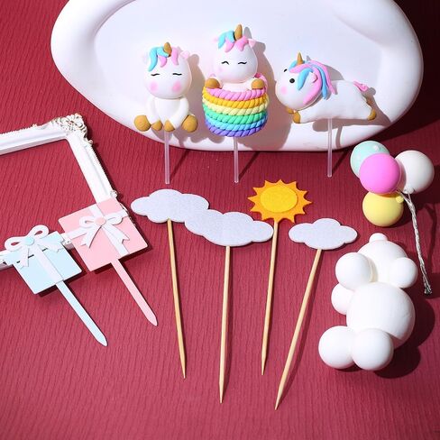 الكرتون عيد ميلاد سعيد كعكة القبعات العالية للفتيات الأولاد زينة عيد ميلاد لطيف واحد قرن الحصان سحابة بالون كعكة توبر الطفل دش كعكة القبعات العالية حزب كعكة ديكور كعكة تزيين مجموعة لوازم، 13pcs in Kuwait