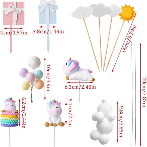 الكرتون عيد ميلاد سعيد كعكة القبعات العالية للفتيات الأولاد زينة عيد ميلاد لطيف واحد قرن الحصان سحابة بالون كعكة توبر الطفل دش كعكة القبعات العالية حزب كعكة ديكور كعكة تزيين مجموعة لوازم، 13pcs in Kuwait