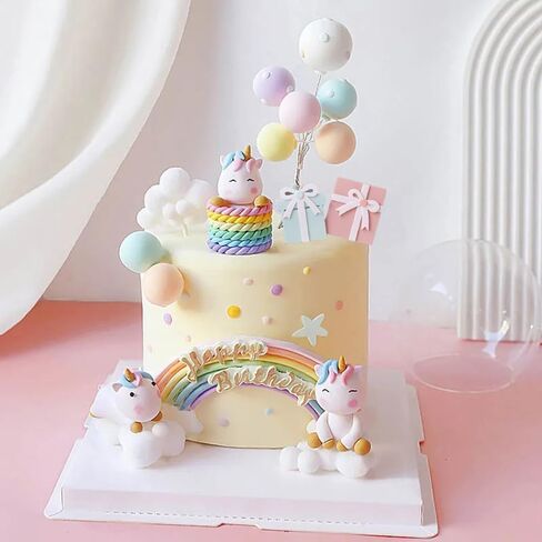 الكرتون عيد ميلاد سعيد كعكة القبعات العالية للفتيات الأولاد زينة عيد ميلاد لطيف واحد قرن الحصان سحابة بالون كعكة توبر الطفل دش كعكة القبعات العالية حزب كعكة ديكور كعكة تزيين مجموعة لوازم، 13pcs in Kuwait