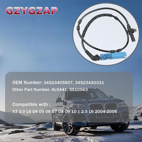 GZYGZAP 1pcs Rear ABS Wheel Speed Sensor for BMW X3 2004-2010 2.5L,L6 2004-2006,3.0L OEM# 34523405907 34523420331 ALS441 AB0145 5S10563 50336 （Rear Left Right） in Saudi Arabia