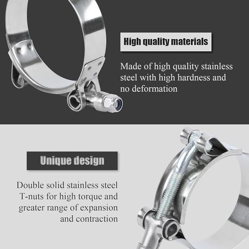 4 عبوات 1.42 بوصة - 1.73 بوصة / 36 مم - 44 مم مشابك T-bolt Bose، مشبك مسمار T ثقيل من الفولاذ المقاوم للصدأ، مشبك مدخل توربو in Kuwait