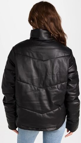 Splendid Women's Vegan Leather Long Sleeve Puffer Jacket in Saudi Arabia