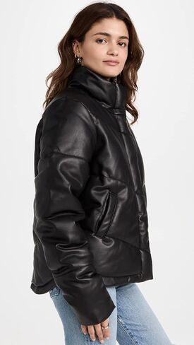Splendid Women's Vegan Leather Long Sleeve Puffer Jacket in Saudi Arabia