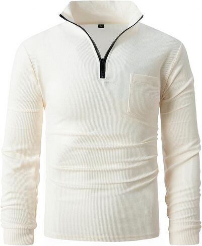 Men's Quarter Zip Polo Shirts Long Sleeve Pullover Polo Shirts Lightweight Mock Neck Casual Slim Fit Golf Polo Shirt in Saudi Arabia
