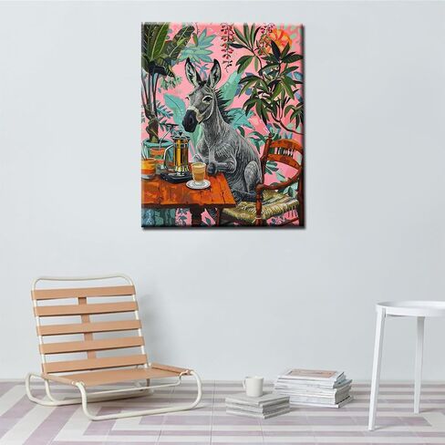 Cat Sit Next to Table Paint by Numbers Kits for Adult,Leisurely Cat Paint by Numbers Jungle Leaf Painting on Canvas Pigment in Gift Box for Home Wall Decor Without Framed 16''W x 20''H in Saudi Arabia