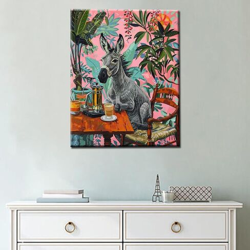 Cat Sit Next to Table Paint by Numbers Kits for Adult,Leisurely Cat Paint by Numbers Jungle Leaf Painting on Canvas Pigment in Gift Box for Home Wall Decor Without Framed 16''W x 20''H in Saudi Arabia