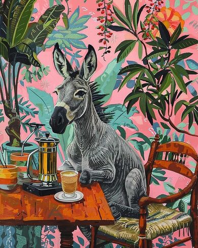 Cat Sit Next to Table Paint by Numbers Kits for Adult,Leisurely Cat Paint by Numbers Jungle Leaf Painting on Canvas Pigment in Gift Box for Home Wall Decor Without Framed 16''W x 20''H in Saudi Arabia