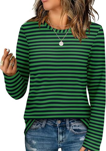 Aokosor Womens Long Sleeve T Shirts Fall Fashion Tops Comfy Basic Tees Plain Tshirts 2024 in Saudi Arabia