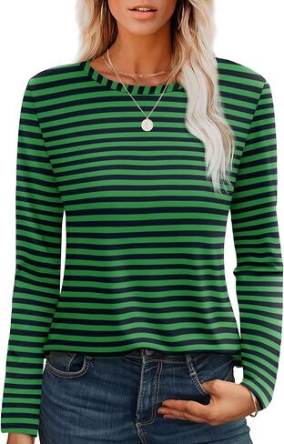 Aokosor Womens Long Sleeve T Shirts Fall Fashion Tops Comfy Basic Tees Plain Tshirts 2024 in Saudi Arabia