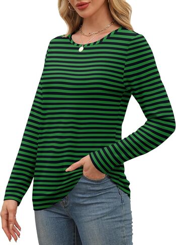 Aokosor Womens Long Sleeve T Shirts Fall Fashion Tops Comfy Basic Tees Plain Tshirts 2024 in Saudi Arabia