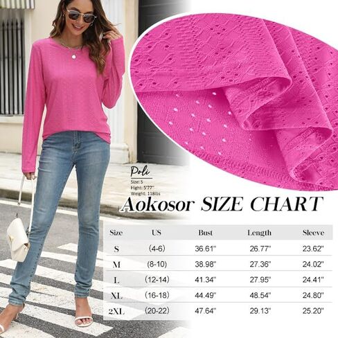 Aokosor Womens Long Sleeve T Shirts Fall Fashion Tops Comfy Basic Tees Plain Tshirts 2024 in Saudi Arabia