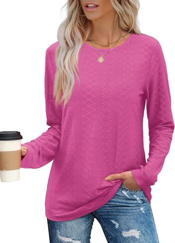 Aokosor Womens Long Sleeve T Shirts Fall Fashion Tops Comfy Basic Tees Plain Tshirts 2024 in Saudi Arabia