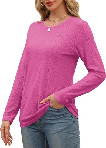 Aokosor Womens Long Sleeve T Shirts Fall Fashion Tops Comfy Basic Tees Plain Tshirts 2024 in Saudi Arabia