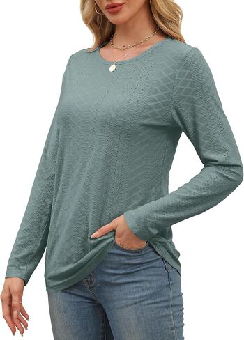 Aokosor Womens Long Sleeve T Shirts Fall Fashion Tops Comfy Basic Tees Plain Tshirts 2024 in Saudi Arabia