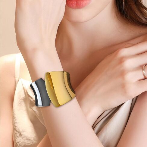 Gold Bangles for Women Chunky Gold Bracelet Cuff Bracelet Gold Bracelets for Women Non Tarnish Statement Bracelet Jewelry Gifts Popular Bracelets for Women in Saudi Arabia