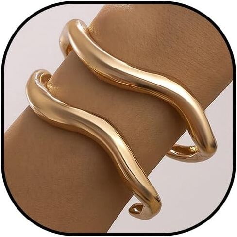Gold Bangles for Women Chunky Gold Bracelet Cuff Bracelet Gold Bracelets for Women Non Tarnish Statement Bracelet Jewelry Gifts Popular Bracelets for Women in Saudi Arabia