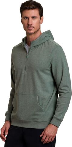 سترة بغطاء رأس للرجال من Avalanche، سترة خفيفة الوزن بسحاب 1/4 للرجال بسحاب جزئي وأكمام طويلة للمشي لمسافات طويلة مع جيب in Kuwait