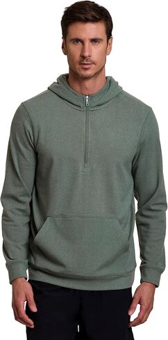 سترة بغطاء رأس للرجال من Avalanche، سترة خفيفة الوزن بسحاب 1/4 للرجال بسحاب جزئي وأكمام طويلة للمشي لمسافات طويلة مع جيب in Kuwait