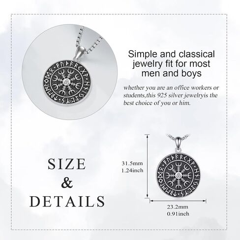 Nordic Viking Thor's Hammer Necklace 925 Sterling Silver Viking Nordic Pendant Norse Hammer Jewelry Gift for Men Women in Saudi Arabia
