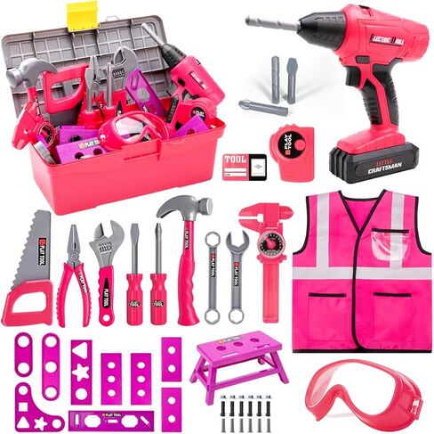 Meland Kids Tool Set - 50PCS Toddler Tool Set with Electronic Toy Drill for Pretend Play, Construction Toy Tools for Kids Age 3-6 Year Old，Gift Idea for Boys Girls Christmas Birthday(Blue) in Saudi Arabia