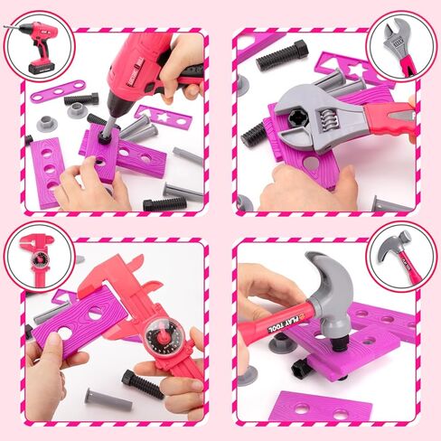 Meland Kids Tool Set - 50PCS Toddler Tool Set with Electronic Toy Drill for Pretend Play, Construction Toy Tools for Kids Age 3-6 Year Old，Gift Idea for Boys Girls Christmas Birthday(Blue) in Saudi Arabia