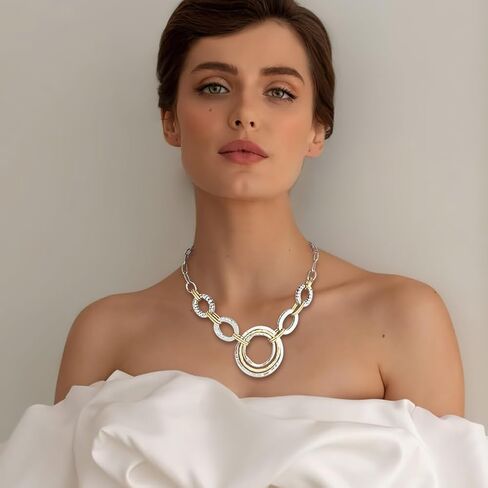 LILIE&WHITE Gold And Silver Chain Necklace For Women Rope Chain Necklace Chic Link Chunky Gold Necklace Fashion Jewelry in Saudi Arabia