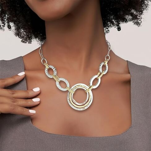 LILIE&WHITE Gold And Silver Chain Necklace For Women Rope Chain Necklace Chic Link Chunky Gold Necklace Fashion Jewelry in Saudi Arabia