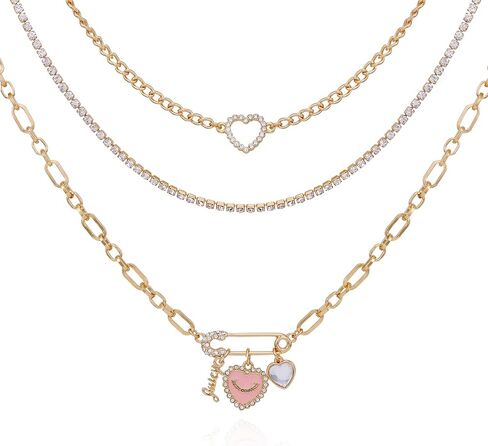 Juicy Couture Goldtone Pink Heart Layered Necklace for Women in Saudi Arabia