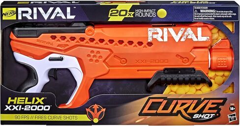 Nerf Rival Curve Shot - مسدس هيليكس XXI-2000 - جولات إطلاق نار للانحناء إلى اليسار أو اليمين أو إلى الأسفل أو إطلاق النار بشكل مستقيم - 20 طلقة منافسة in Saudi Arabia