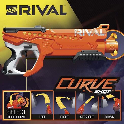 Nerf Rival Curve Shot - مسدس هيليكس XXI-2000 - جولات إطلاق نار للانحناء إلى اليسار أو اليمين أو إلى الأسفل أو إطلاق النار بشكل مستقيم - 20 طلقة منافسة in Saudi Arabia