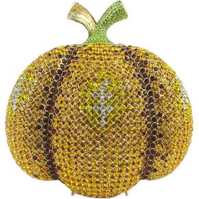 Pumpkin Luxury Crystal Clutch Women Glitter Rhinestone Evening Bag for Party Wedding