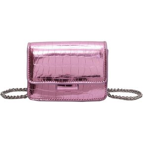 PU Leathe Mini Crossbody Bags for Women's, Y2k Mini Square Purse with Chain Strap Fashion Women Small Evening Bags