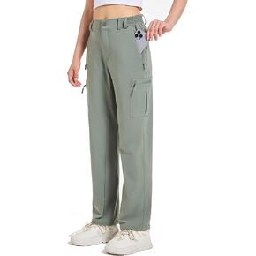 Women's Hiking Cargo Pants Lightweight Water Resistant Quick Dry Outdoor Athletic Pants with 4 Zipper Pockets