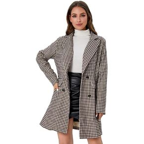 WDIRARA Women's Plaid Button Front Long Sleeve Blazer Elegant Gingham Jacket in Kuwait