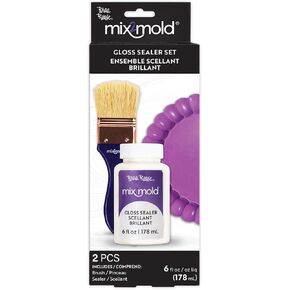 Mix2Mold Glossy Sealer - 6 fl oz (178 ml) - Application Brush - for Resin-Ceramic Resin-EcoResin Craft Projects, Indoor/Outdoor Use Sealer