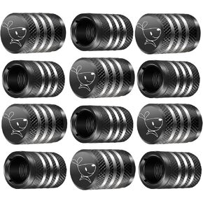HZJD Tire Valve Stem Caps, Black, Corrosion Resistant Leak, Universal Stem Covers for SUVs, Cars, Bike, Motorcycles, Trucks | Heavy-Duty, Airtight Seal | Screw-On, Easy to Operation(12PCS)
