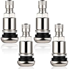 Molain 4 PCS Universal Metal Valve Stems, Silver Metal Valves Tire Car Tyre Valve 11.3 mm Valve Stems, High-Pressure Valve Stems Outer Mount Universal Vehicle Tire Valve Stems for Cars SUVs Trucks