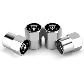 Hisport Fit Maserati Stem Cap 4pcs Universal Car Tire Valve Stem Caps Air Cover Car Accessories Hex 016 Silver Stem Cover