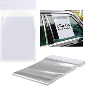 50 Pack Form Holder Buyers Guide Holder Buyers Guide Window Hangers Buyers Guide Window Holder 9 x 13 Clear Plastic Pouch Window Form Holders Clip on for Car Dealership