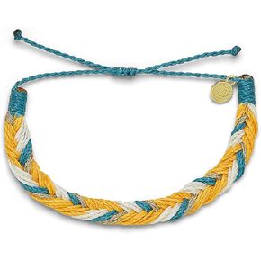 Pura Vida Fishtail Braid String Bracelet - 100% Waterproof, Adjustable Band - Plated Brand Charm