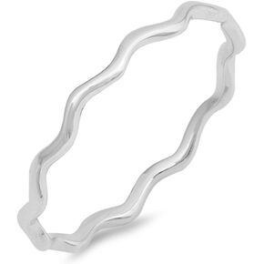 CHOOSE YOUR COLOR Sterling Silver Wave Stacking Ring