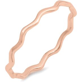 CHOOSE YOUR COLOR Sterling Silver Wave Stacking Ring in Kuwait