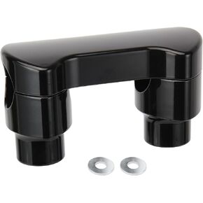 Black 1-1/4" Diameter Handlebar Riser Top Clamp Kit Chrome 6" Tall Compatible With Harley Softail Sportster Dyna