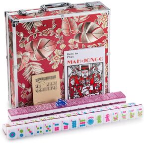 مجموعة ألعاب ماجونج الأمريكية الكبيرة 174 مجموعة ماجونج أكريليك باللون الوردي مقاس 1.6 بوصة مجموعة ألعاب ماجونج الأمريكية كبيرة وصندوق هدايا ماجونج in Kuwait
