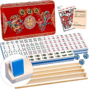 مجموعة ماجونج الأمريكية 24 مم مجموعة ماجونج صغيرة تتكون من 174 بلاطة، صندوق ماجونج، 4 رفوف ماجونج، دليل ألعاب و3 نرد in Kuwait