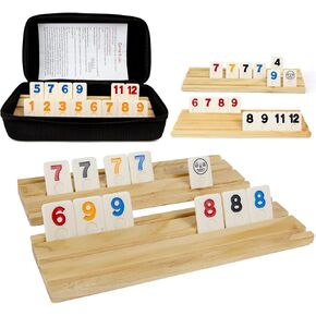 لعبة BECKVEC-rummikub لعبة rummikub 4-6 لاعبين، إصدار Rumy Cube 6 لاعبين مع 6 إطارات خشبية، مجموعة ألعاب سفر مكعب Rumy Cube 160 مع صندوق محمول