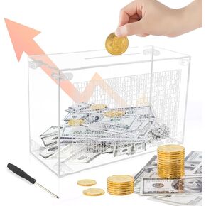 Clear Acrylic Piggy Bank for Adults Acrylic Money Saving Box for Cash Coin Saving Bank Change Jar with Counter No Need to Break to Open
